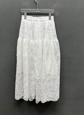 欧洲站2026春季新款时尚法式浪漫风蕾丝刺绣A字半身裙女显瘦3043