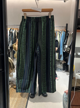 欧洲站2026春季新款时尚复古条纹休闲裤女松紧腰宽松长裤子C88K14