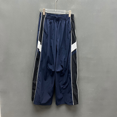 欧洲站夏季撞色条纹直筒休闲裤女