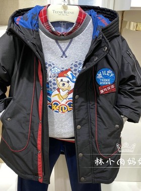 正品清仓小熊童装秋冬款男童国潮时尚新年保暖羽绒服TKJD214T02A