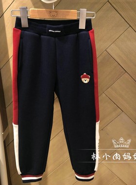 小熊童装秋冬新款男童保暖加绒运动裤中大童长裤休闲裤PCMT94T23M