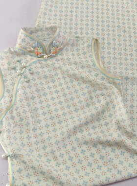 顺丰包邮【瑾禾】新春夏手工旗袍港风全开襟手工花扣浅色夏季清新