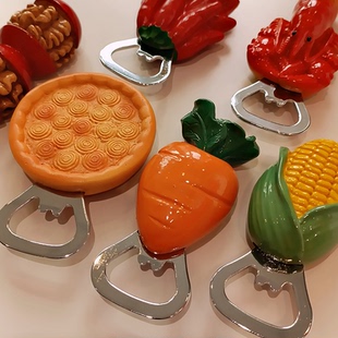 饰品开盖神器酒起子 家用创意立体玉米磁吸啤酒开瓶器冰箱贴磁贴装