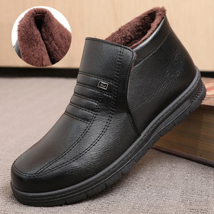 冬季皮鞋男加绒加厚保暖男士棉鞋子冬天防滑防水爸爸鞋父亲中老年