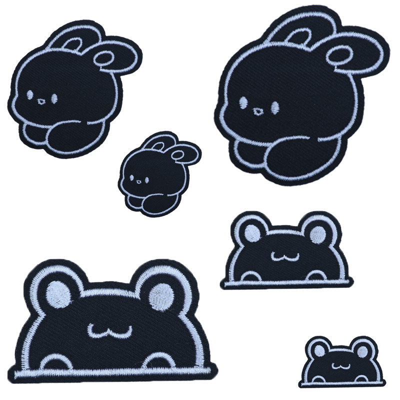 自粘可爱黑色小兔青蛙刺绣布贴羽绒衣服裤子破洞修补贴箱包装饰贴,居家布艺,布贴,淘宝优惠券,粉丝福利购,淘宝优惠卷