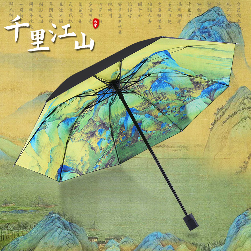 晴雨伞古风黑胶折叠小巧遮阳伞