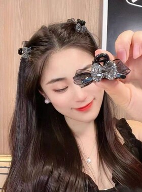 双面蝴蝶结小抓夹侧边刘海发卡前额碎发发夹AB面公主头气质顶夹