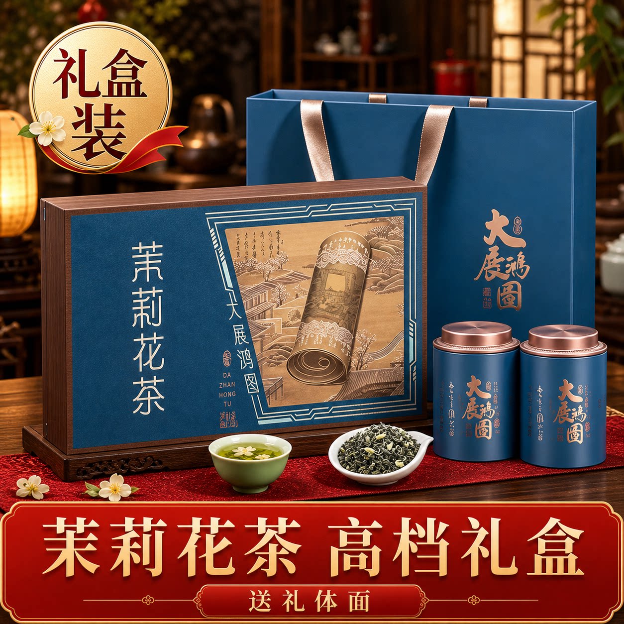 广西横县茉莉花茶茶叶礼盒花香浓郁罐装送礼送长辈亲友节日伴手礼