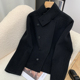 小个子立领短款 双面羊毛呢子外套 毛呢羊绒大衣女深秋初冬黑色修身