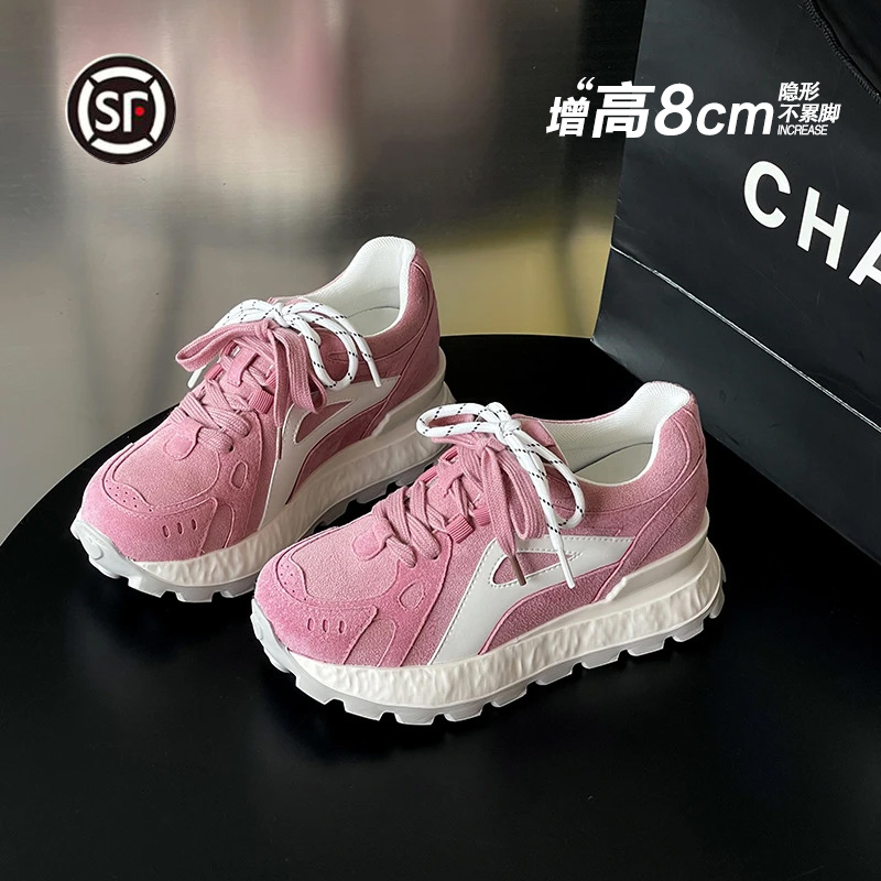 内增高8CM老爹鞋女真皮德训鞋