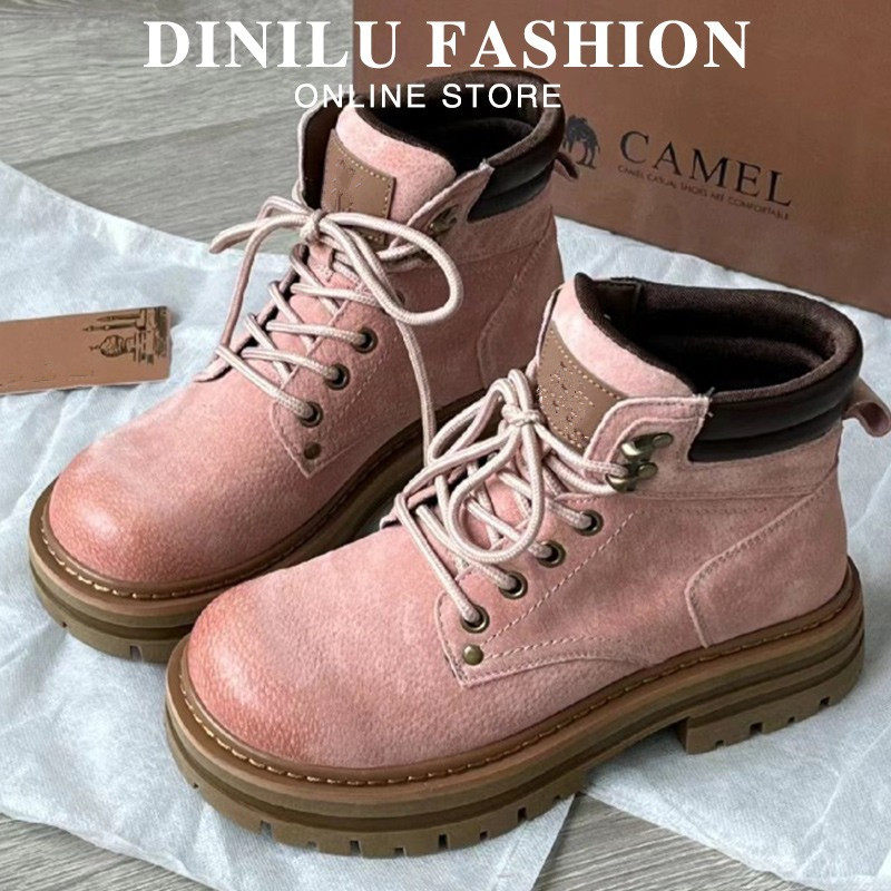 大码鞋女41到43马丁靴子2025秋冬季新款真皮女靴加绒粉色厚底短靴,女鞋,马丁靴,淘宝优惠券,粉丝福利购,淘宝优惠卷