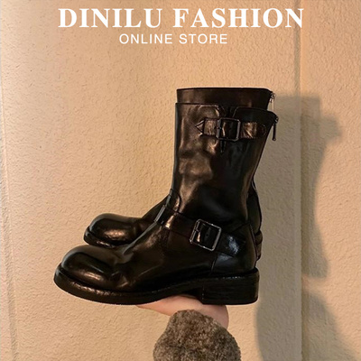 41到43大码马丁靴女皮带扣短靴