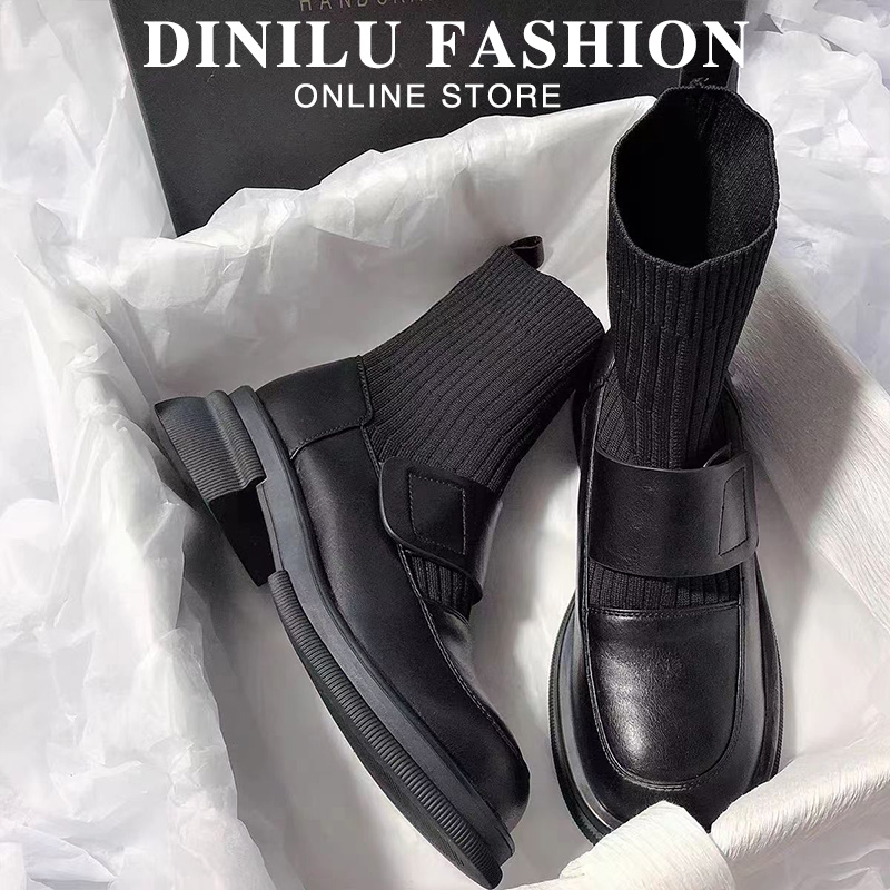 大码马丁靴女41一43袜靴加绒