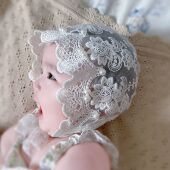 手工钉珠棉线绣花宝宝蕾丝帽女童公主帽柔软舒适轻薄婴幼儿满帽子