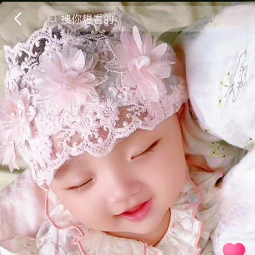 婴儿护囟门发带柔软舒适宝宝空调房护脑门发饰纯棉蕾丝公主头饰