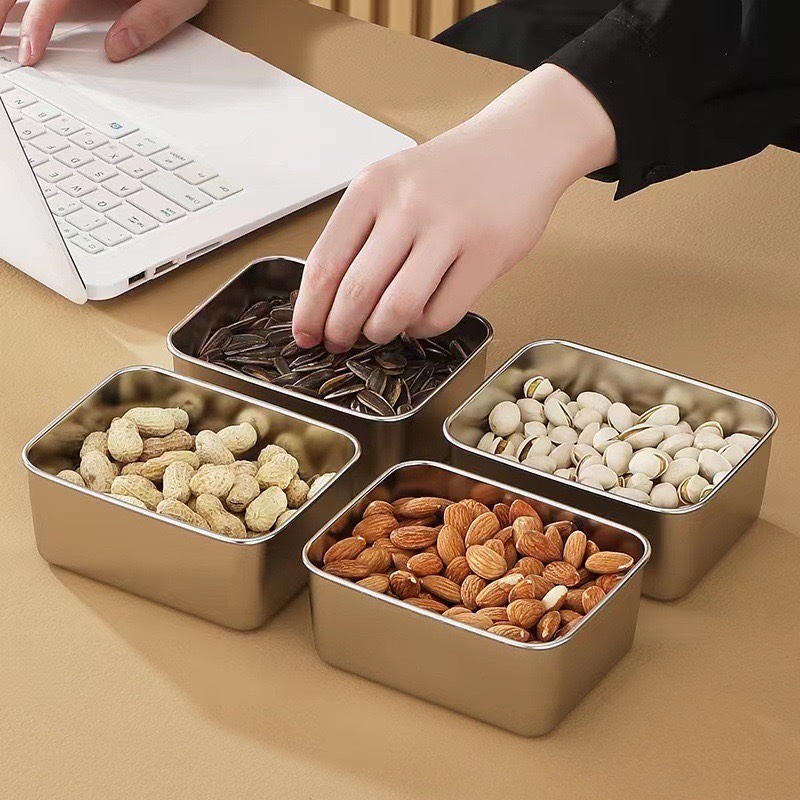 不锈钢备菜盒冰箱保鲜盒子火锅配菜盒长方形户外料理野餐盒带盖