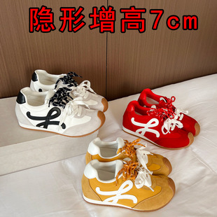 小熙鞋 吧苏茵茵7cm内增高德训鞋 女复古厚底歪头休闲运动鞋 阿甘鞋