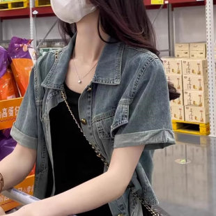 复古休闲百搭薄款 短袖 搭配连衣裙美式 2026新款 外衣 牛仔外套女夏季