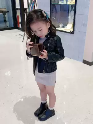 Children's leather jacket Girls spring, autumn and winter Western style top Men's baby leather jacket motorcycle little girl short style tide