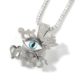 荷鲁斯之眼旋转嘻哈吊坠铜镶锆石百搭潮流mac ova seas联名款项链