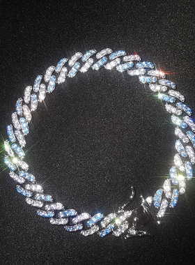 欧美嘻哈锆石古巴项链情侣