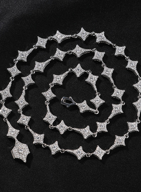 锥铜镶锆石嘻哈项链男