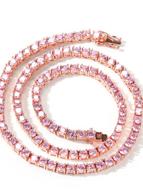 粉色锆石男女小冰糖链