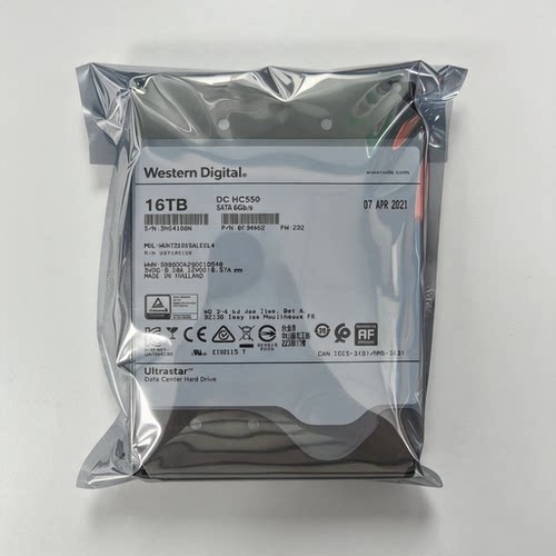WD/西数 HC550 16T 氦气企业硬盘CMR垂直NAS监控服务器存储机械盘
