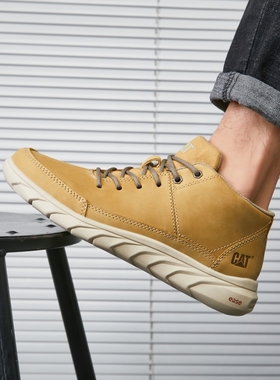 cat卡特男鞋马丁靴秋冬季新款透气潮流英伦工装鞋中帮真皮休闲鞋