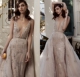 高端新款 鱼尾深V奢华钉珠新娘主婚纱 香槟色两件套可拆卸拖尾修身