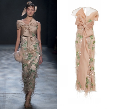 刺绣钉珠鸵鸟毛生日派对敬酒服