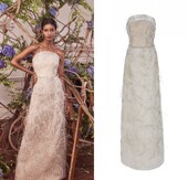 Marchesa高端新款 抹胸直筒精致钉珠鸵鸟毛名媛生日宴会酒会晚礼服