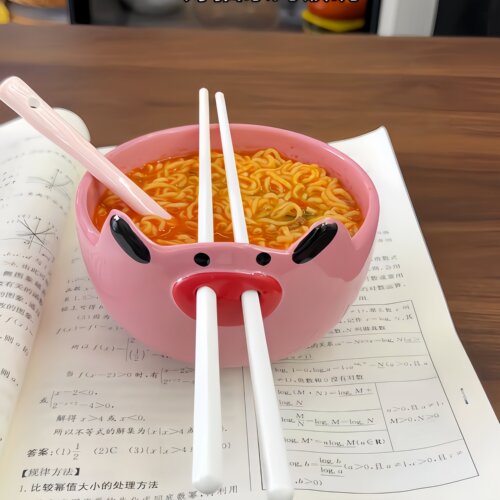 好喜欢我的搞怪小猪泡面碗！
