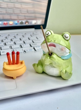 所求皆所愿可爱青蛙香插桌面摆件
