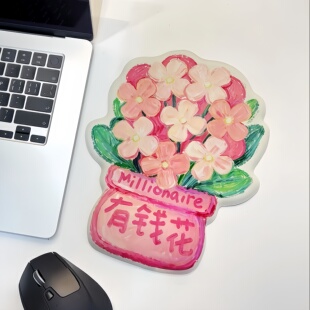 【有钱花】油画版创意解压硅胶护腕鼠标垫记忆棉键盘可爱卡通造型