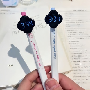 【笔尖时钟】四叶草电子表笔帽中性笔通用创意多功能触屏LED表