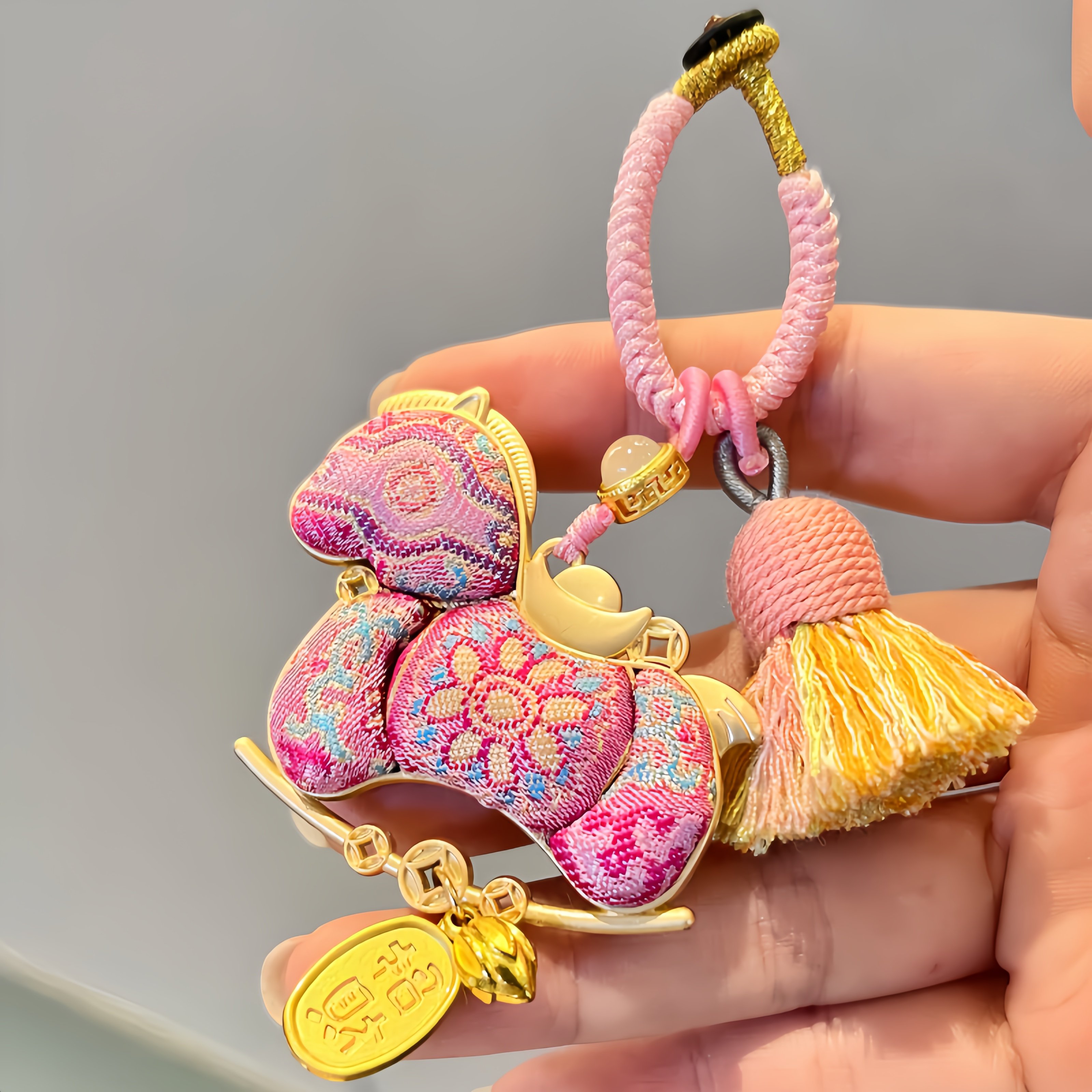 新年超精致的小马挂件国风双面摇摇马挂件手工diy马上有钱钥匙扣