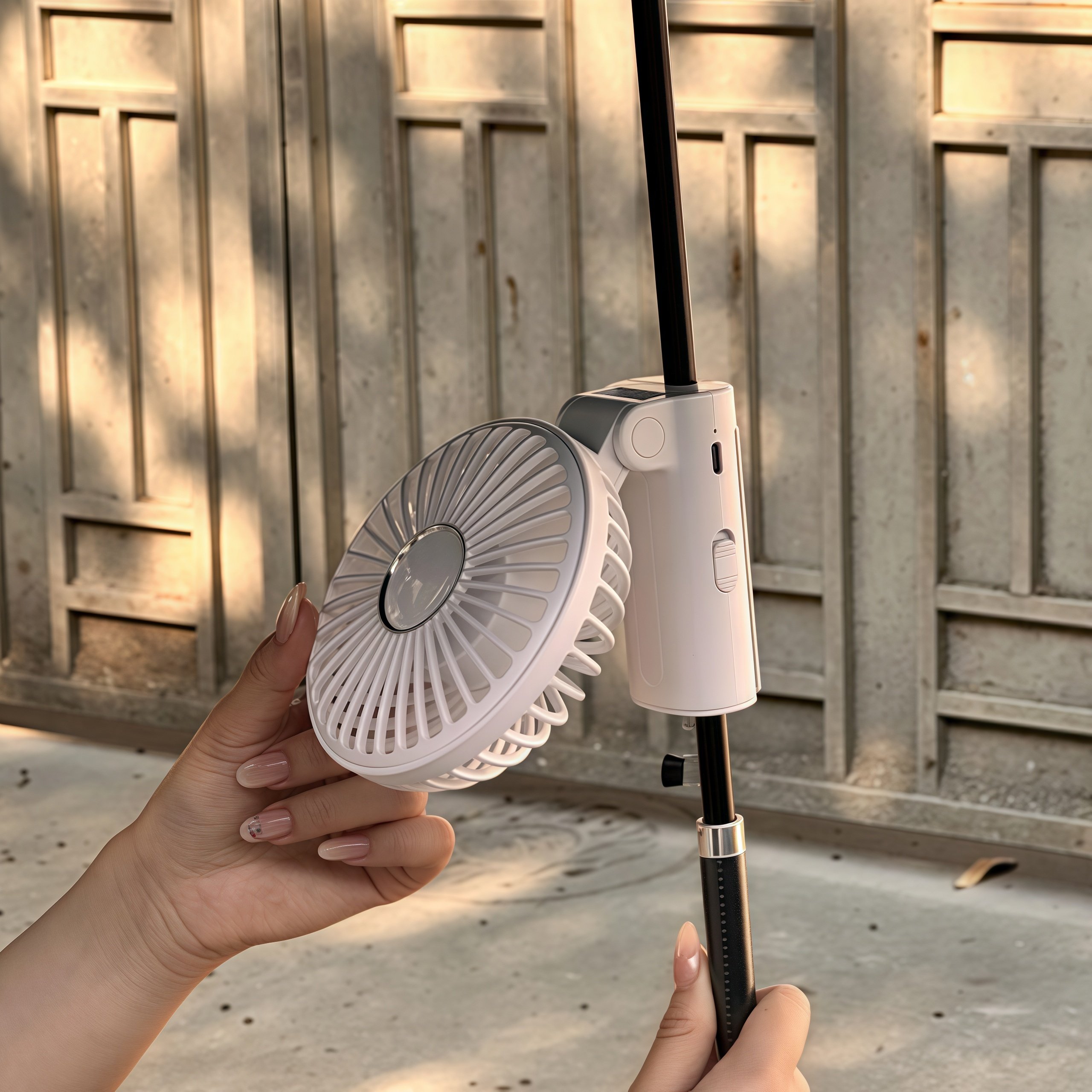 夹伞小风扇手持可折叠迷你风扇usb夏季户外雨伞夹便携式挂脖挂伞