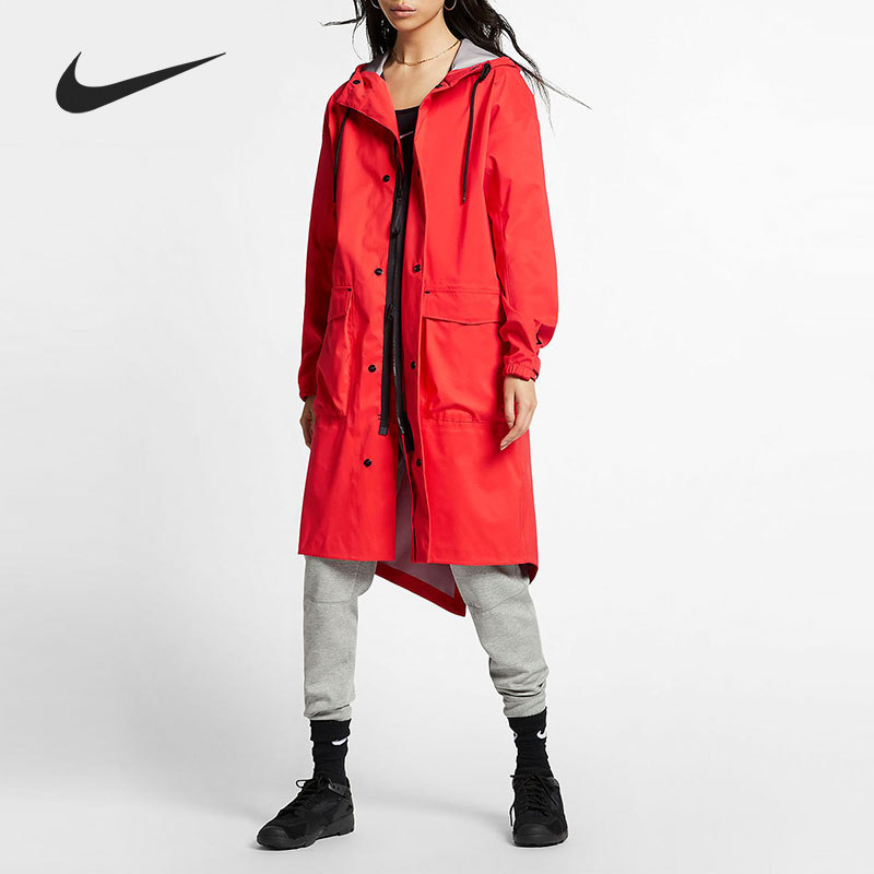 nike耐克正品女子长款连帽风衣