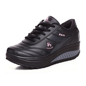 波鞋 春秋季 女厚底增高摇摇鞋 女士运动鞋 新款 黑白色防水旅游休闲鞋