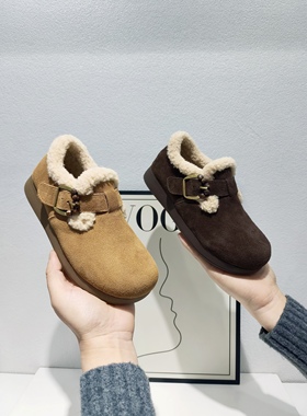 诗米高2025冬季真皮加绒勃肯鞋女防滑保暖雪地靴棉鞋一脚蹬25608