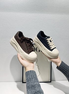 骄履2025新款真皮厚底增高休闲鞋女百搭运动板鞋小白鞋88660