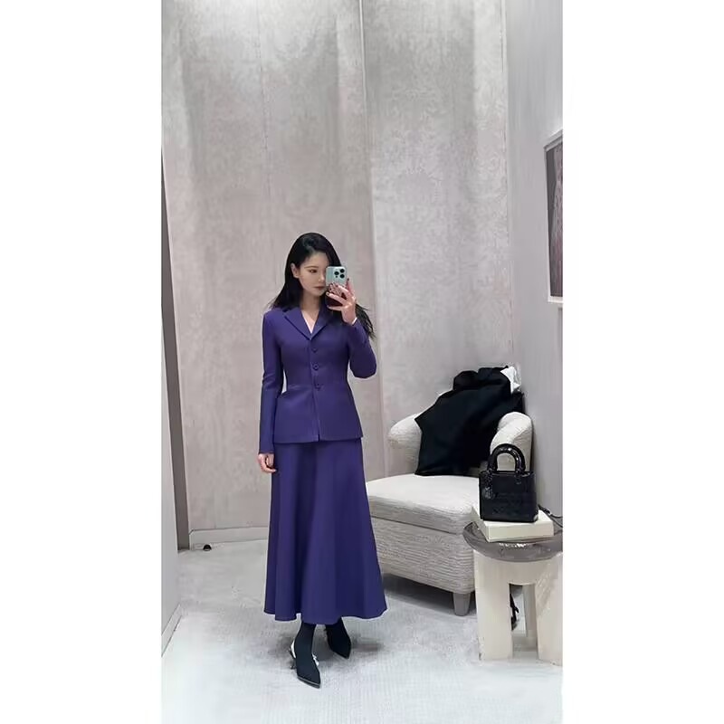 南油高定西装外套女2025春季高级感单排扣修身显瘦丝毛半身裙套装