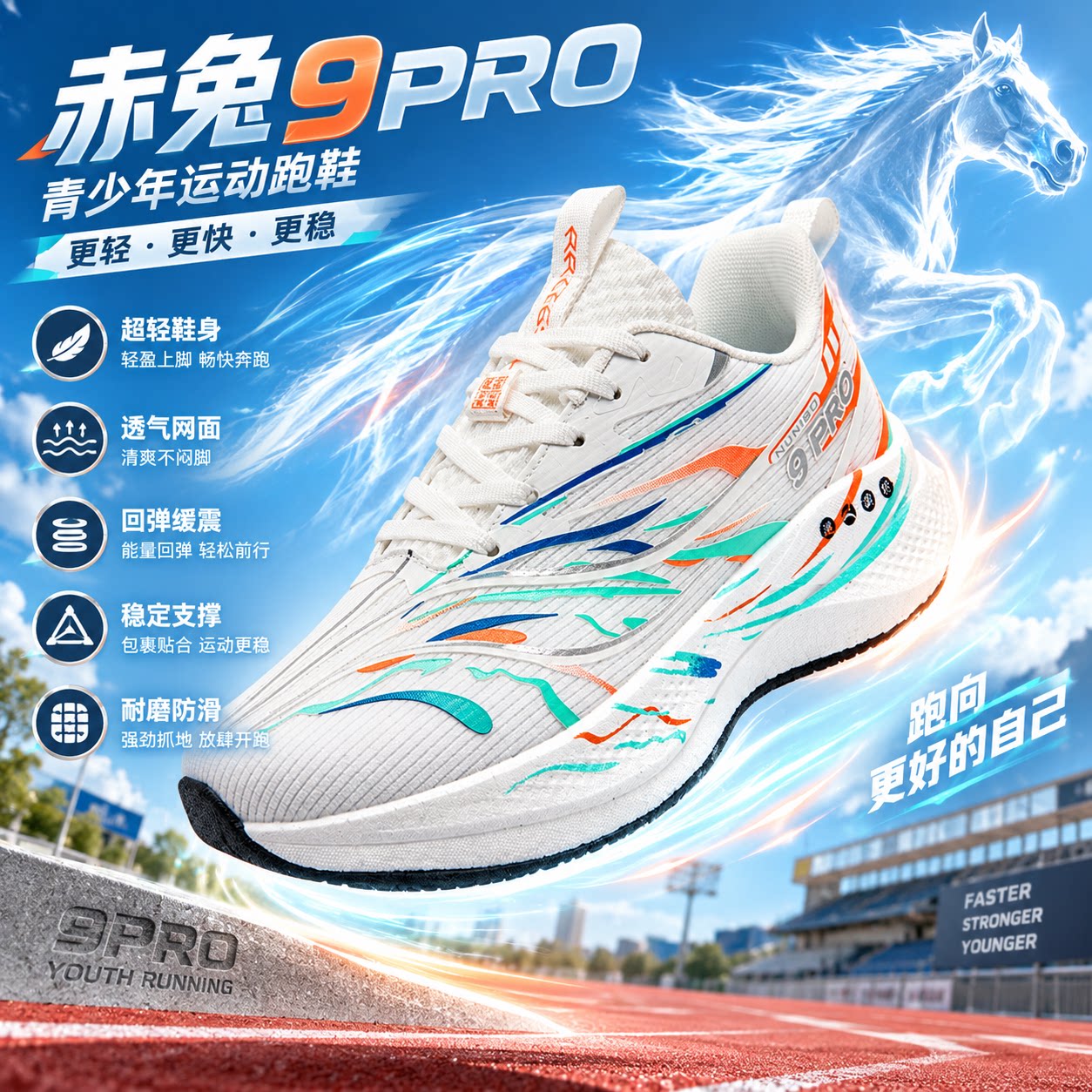 赤兔9pro男童跑步鞋中大