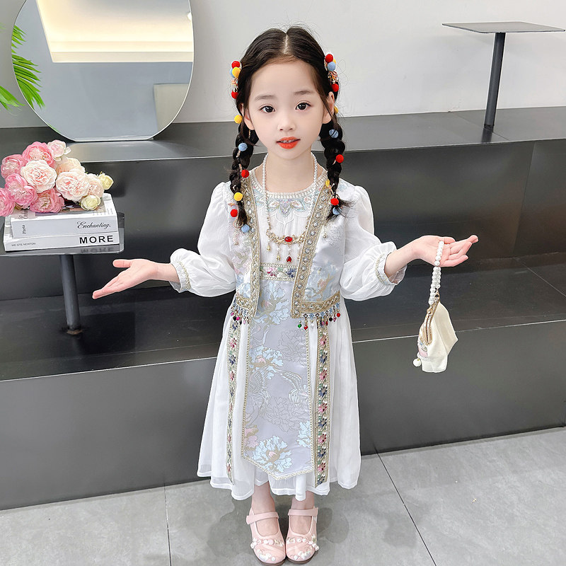女童西域风连衣裙夏季女童异域风新疆傣族云南西双版纳汉服公主裙