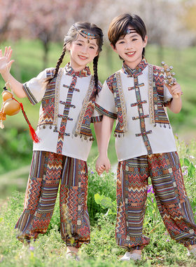 儿童汉服夏款傣族舞蹈演出服