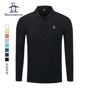 香港代购 MUNSINGWEAR/万星威高尔夫长袖polo衫男T恤棉纱细腻舒适