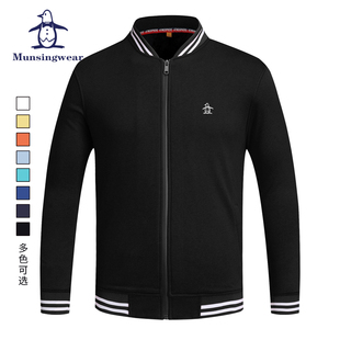 香港代购MUNSINGWEAR/万星威高尔夫卫衣男条纹领拉链外套休闲商务