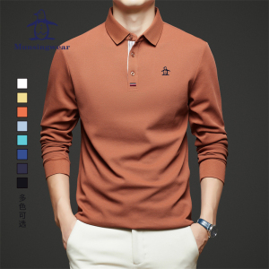 MUNSINGWEAR万星威高尔夫男长袖POLO衫春秋纯棉T恤日常休闲衫球服