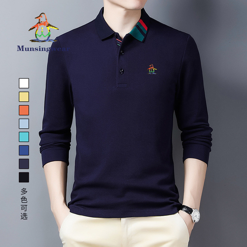 MUNSINGWEAR万星威高尔夫男长袖POLO衫纯棉T恤经典百搭中老年春装
